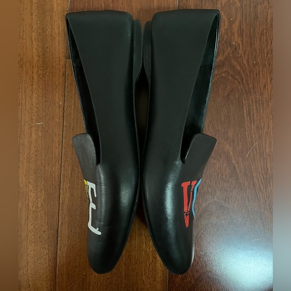 BIRDIES Limited Edition VOTE black leather loafers flats Womens Sz 7.5 - Picture 4 of 9